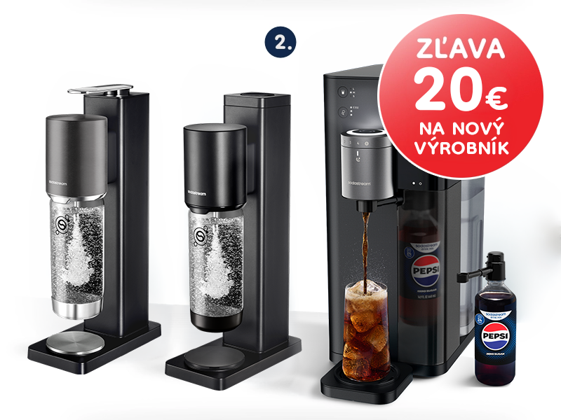 Sodastream šrotovné druhý krok je získate zľavu 25 EUR na akýkoľvek Sodastream výrobník