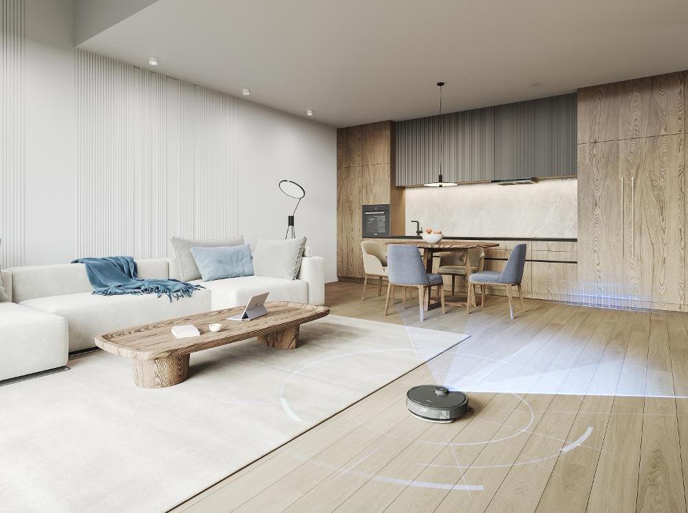 Inteligentný robotický vysávač Ecovacs s navigáciou a modernými funkciami.