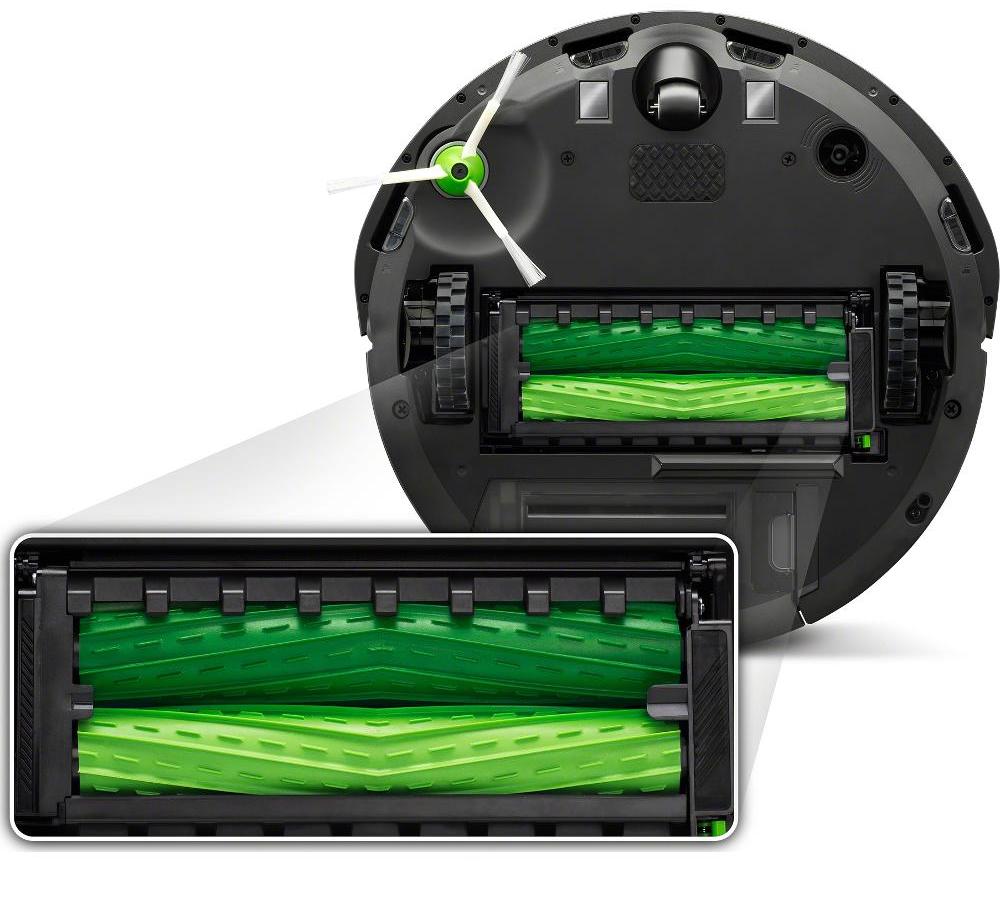 Robotický vysávač s gumovou kefou.