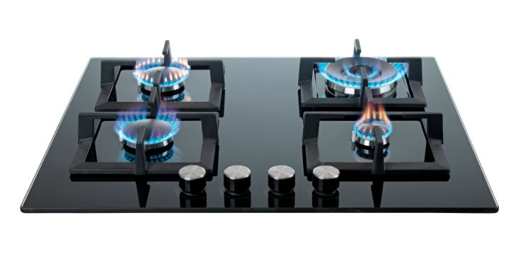 Plynov varn doska v čiernom preveden so zapnutmi horkmi