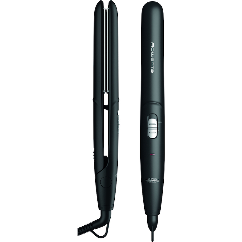 Klasick Rowenta žehlička na vlasy v elegantnom čiernom preveden.