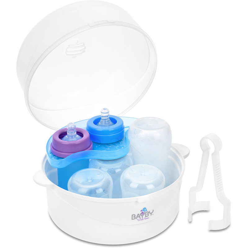Steriliztor na kojeneck fľae značky Bayby s prsluenstvom.