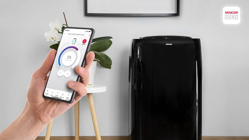 Mobilná klimatizácia ovládaná pomocou mobilnej aplikácie.