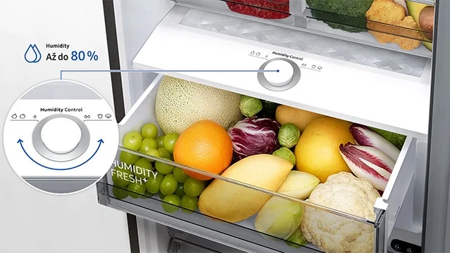 Kombinovaná chladnička Samsung s antibakteriálnym filtrom.