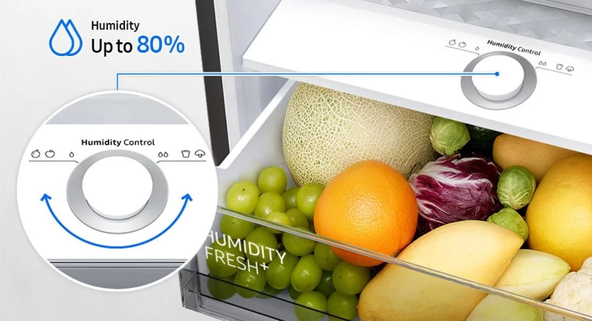 Kontrola vlhkosti chladnička Samsung.