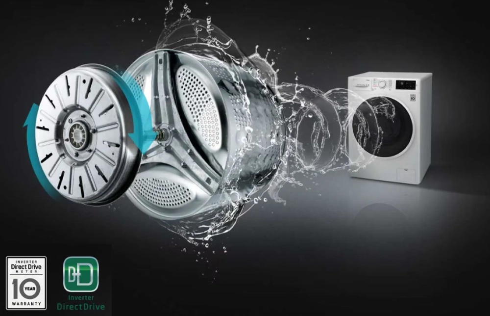 Prčky LG 9 kg maj vo vbave Direct Drive invertorov motor.
