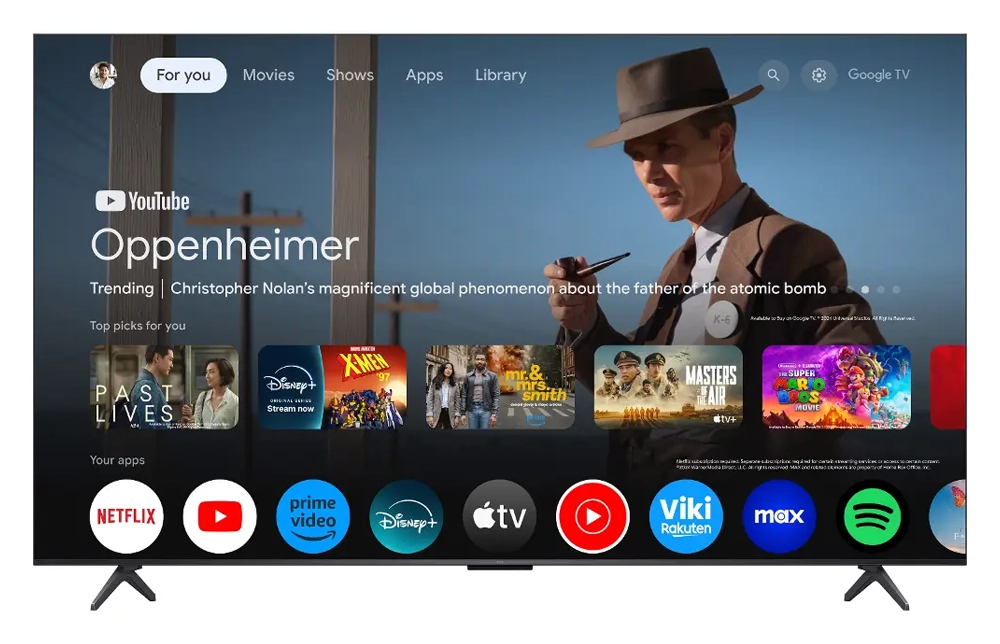 Užvateľsk prostredie Google TV.